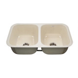 HamatUSA  CER-3018D-BQ Enamel Steel Undermount Large Double Bowl Kitchen Sink, Biscuit - 30 1/8 x 17 1/8 inches