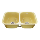 HamatUSA  CER-3018D-LE Enamel Steel Undermount Large Double Bowl Kitchen Sink, Lemon - 30 1/8 x 17 1/8 inches