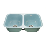HamatUSA  CER-3018D-MT Enamel Steel Undermount Large Double Bowl Kitchen Sink, Mint