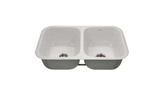 HamatUSA  CER-3018D-WH Enamel Steel Undermount Large Double Bowl Kitchen Sink, White - 30 1/8 x 17 1/8 inches