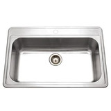 HamatUSA  EDI-3322ST-1-1 Topmount Stainless Steel 1-Hole Large Single Bowl Kitchen Sink - 33 x 22 inches