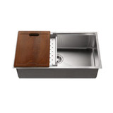 HamatUSA  REN-16-3218S Dual Level Undermount 16GA Stainless Steel Single Bowl Sink with Sliding Platform