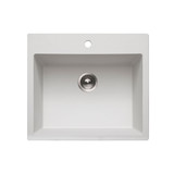 HamatUSA SIO-2317ST-WH Granite Topmount Single Bowl Kitchen Sink, White - 25 x 22 inches