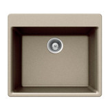 HamatUSA Topmount Single Bowl Granite Kitchen Sink, Taupe - 23 5/8 x 20 inches - SIO-2420ST-TA