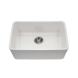 HamatUSA Undermount Fireclay Single Bowl Kitchen Sink, White - 23 7/16 x 16 1/8 inches - CHE-2417SU-WH