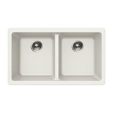 HamatUSA SIO-2917DU-WH Granite Undermount 50/50 Double Bowl Kitchen Sink, White - 31 1/8 x 16 1/2 inches