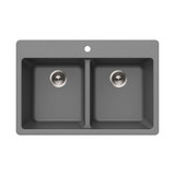 HamatUSA SIO-2917DT-SL Granite Topmount 50/50 Double Bowl Kitchen Sink, Slate - 33 x 22 inches