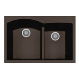 HamatUSA Topmount Double Bowl Granite Kitchen Sink, Mocha - 33 x 22 inches - SIO-3322DATR-MO