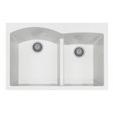 HamatUSA Topmount Double Bowl Granite Kitchen Sink, White - 33 x 22 inches - SIO-3322DATR-WH