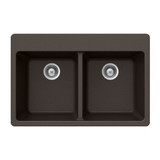 HamatUSA  SIO-3322DT-MO Granite Topmount 50/50 Double Bowl Kitchen Sink, Mocha