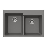 HamatUSA SIO-3322DTR-SL Granite Topmount 60/40 Double Bowl Kitchen Sink, Slate - 33 x 22 inches