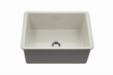 HamatUSA CHE-2619SU-BQ Undermount Fireclay Single Bowl Kitchen Sink, Biscuit - 25 1/2 x 18 1/4 inches