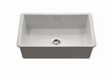 HamatUSA CHE-3219SU-BQ Undermount Fireclay Single Bowl Kitchen Sink, Biscuit - 32 x 18