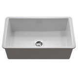 HamatUSA CHE-3219SU-WH Undermount Fireclay Single Bowl Kitchen Sink, White