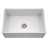 HamatUSA CHE-3020SA-MWH Apron-Front Fireclay Single Bowl Kitchen Sink, Matte White - 30 inch