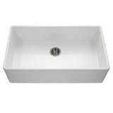 HamatUSA CHE-3620SA-WH Apron-Front Fireclay Single Bowl Kitchen Sink, White - 36 inch