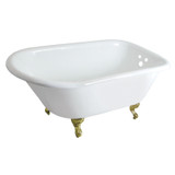 Kingston Brass Aqua Eden VCT3D483018NT7 48-Inch Cast Iron Roll Top Clawfoot Tub with 3-3/8 Inch Wall Drillings, White/- Brushed Brass