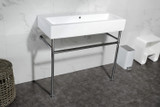Kingston Brass Fauceture VPB3917W1ST New Haven 39" Porcelain Console Sink with Stainless Steel Legs (8" Centers), White/- Polished Chrome