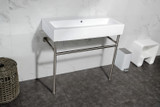 Kingston Brass Fauceture VPB3917H8ST New Haven 39" Porcelain Console Sink with Stainless Steel Legs, White/- Brushed Nickel