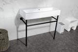 Kingston Brass Fauceture VPB3917H0ST New Haven 39" Porcelain Console Sink with Stainless Steel Legs, White/- Matte Black