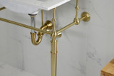 Kingston Brass  Fauceture KVPB24187W1BB Edwardian 24" Console Sink with Brass Legs (Single Hole), White/- Brushed Brass