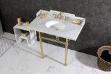 Kingston Brass LMS3630MB7 Pemberton 36" Carrara Marble Console Sink with Brass Legs, Marble White/- Brushed Brass