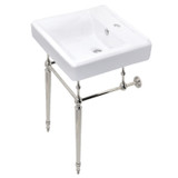 Kingston Brass KVPB2018W16 Edwardian 20-Inch Console Sink with Brass Legs, White/- Polished Nickel