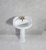Kingston Brass Fauceture VPB2034 Stuart 20" Ceramic Pedestal Sink (4-Inch, 3 Hole), - Glossy White