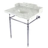 Kingston Brass LMS3022M81 Habsburg 30" Carrara Marble Console Sink with Brass Legs, Marble White/- Polished Chrome