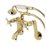Kingston Brass KS289PB Kingston Tub Wall Mount Clawfoot Tub Faucet with Hand Shower, - Polished Brass