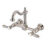 Kingston Brass KS1268BAL Heirloom Two-Handle Wall Mount Kitchen Faucet, - Brushed Nickel