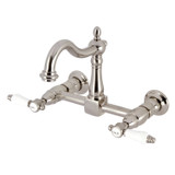 Kingston Brass KS1268BPL Bel-Air Two-Handle Wall Mount Kitchen Faucet, - Brushed Nickel