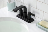 Kingston Brass KB8460NDL NuvoFusion 4 in. Centerset Bathroom Faucet with Push Pop-Up, - Matte Black