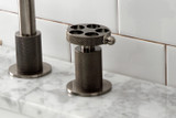 Kingston Brass KS141BSSRKX Webb Widespread Bathroom Faucet with Push Pop-Up, Black Stainless