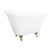 Kingston Brass Aqua Eden VCTND5130NT7 51-Inch Cast Iron Slipper Clawfoot Tub without Faucet Drillings, White/- Brushed Brass