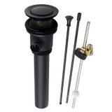 Kingston Brass KBT2120 Brass Pop-Up Drain with Overflow and Extra Long Pop-Up rod, 22 Gauge, - Matte Black