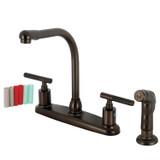 Kingston Brass FB755CKLSP Kaiser 8-Inch Centerset Kitchen Faucet with Sprayer, - Oil Rubbed Bronze