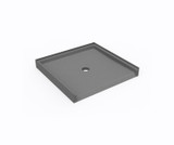 Swanstone 37 x 38 Alcove Shower Pan with Center Drain - Ash Gray - SF03738MD.203