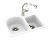 Swanstone 18 x 25 Undermount Or Drop-In Double Bowl Sink in White - KS02518DB.010
