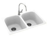 Swanstone 22 x 33 Undermount Or Drop-In Double Bowl Sink in White - KS02233LB.010