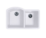 Swanstone QU03322DB.210 22 x 33 Granite Undermount Double Bowl Sink in Opal White
