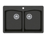 Swanstone QZ03322ED.077 22 x 33 Granite Drop in Double Bowl Sink in Nero