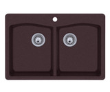Swanstone 22 x 33 Granite Drop in Double Bowl Sink in Espresso - QZ03322ED.170