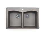 Swanstone 22 x 33 Granite Drop in Double Bowl Sink in Metallico - QZ03322ED.173