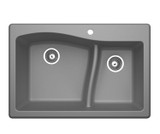 Swanstone QZ03322LS.173 22 x 33 Granite Drop in Double Bowl Sink in Metallico