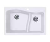 Swanstone QZ03322LS.210 22 x 33 Granite Drop in Double Bowl Sink in Opal White