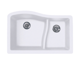 Swanstone QU03322LS.210 22 x 33 Granite Undermount Double Bowl Sink in Opal White