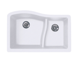 Swanstone 22" x 33" Granite Undermount Double Bowl Sink in Opal White - QU03322LS.210
