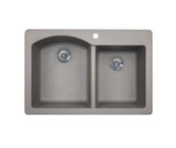 Swanstone 22 x 33 Granite Drop in Double Bowl Sink in Metallico - QZ03322DB.173