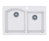 Swanstone 22 x 33 Granite Drop in Double Bowl Sink in Opal White - QZ03322DB.210